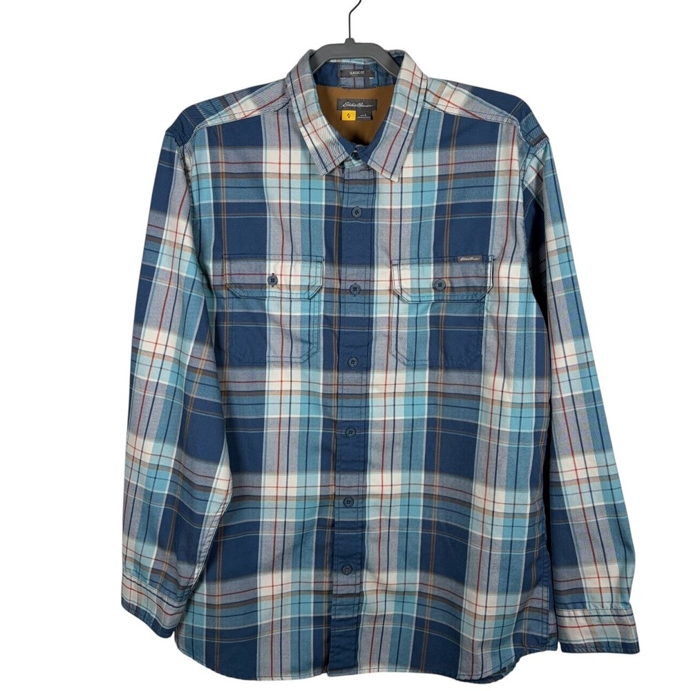 Eddie Bauer‎ Travex Shirt Mens Large Performance Plaid Long Sleeve Button Up